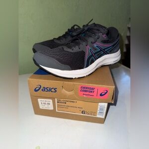 ASICS Women's Gel-Contend 7 Graphite Gray with Pink and Aqua Accents 6.5